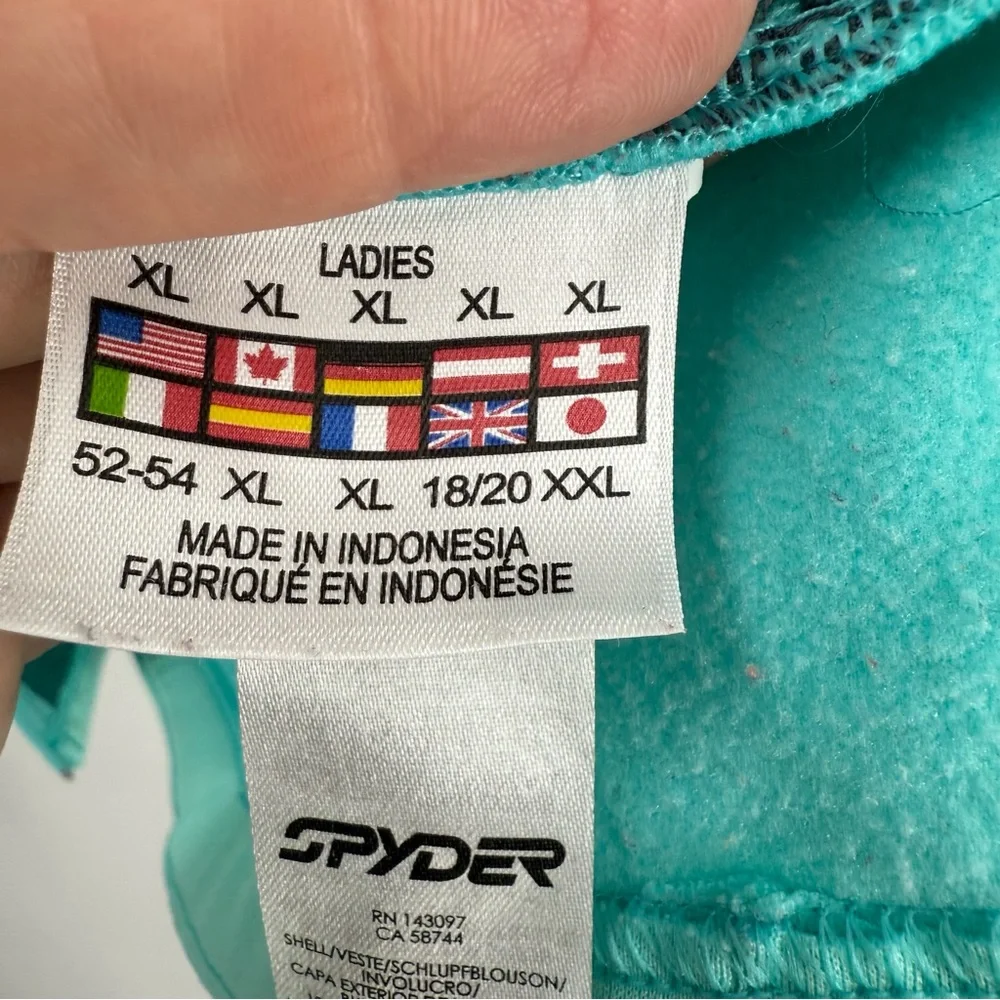 Spyder Fleece lined off center zipper aqua blue Ski Jacket Lightweight XL